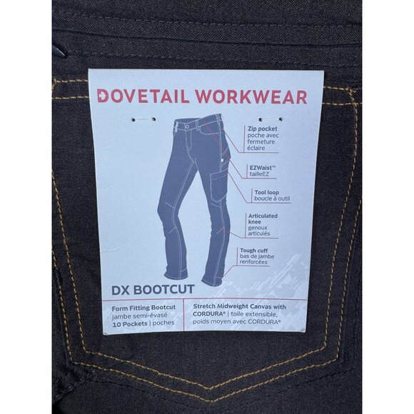 Dovetail Workwear Pants Womens 22x32 Brown DX Bootcut Durable Cordura Canvas Art - Picture 3 of 12